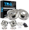 TRQ Rear Brake Pad and Rotor Set Ceramic Solid Rotors Calipers Compatible with 2017-2019 Buick LaCrosse 2016-2018 Chevrolet Malibu 2018-2019 Equinox GMC Terrain