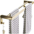 Wall-Mounted Towel Rack,Double Bar Towel Rails with Hooks - Brushed Space Aluminum Wall-Mounted Towel Rack & Holder for Bathroom - Stylish Gold & White Finish, Durable Towel Shelves Design