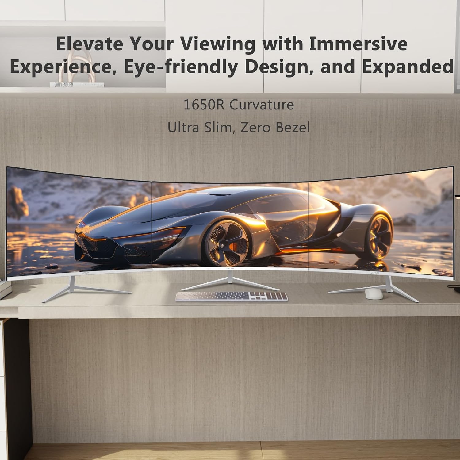 Z-Edge 24-inch Curved Gaming Monitor, Full HD 1080P 1920x1080 LED Backlight Monitor, with 100Hz Refresh Rate and Eye-Care Technology, U24C 178° Wide View Angle, DP+HDMI