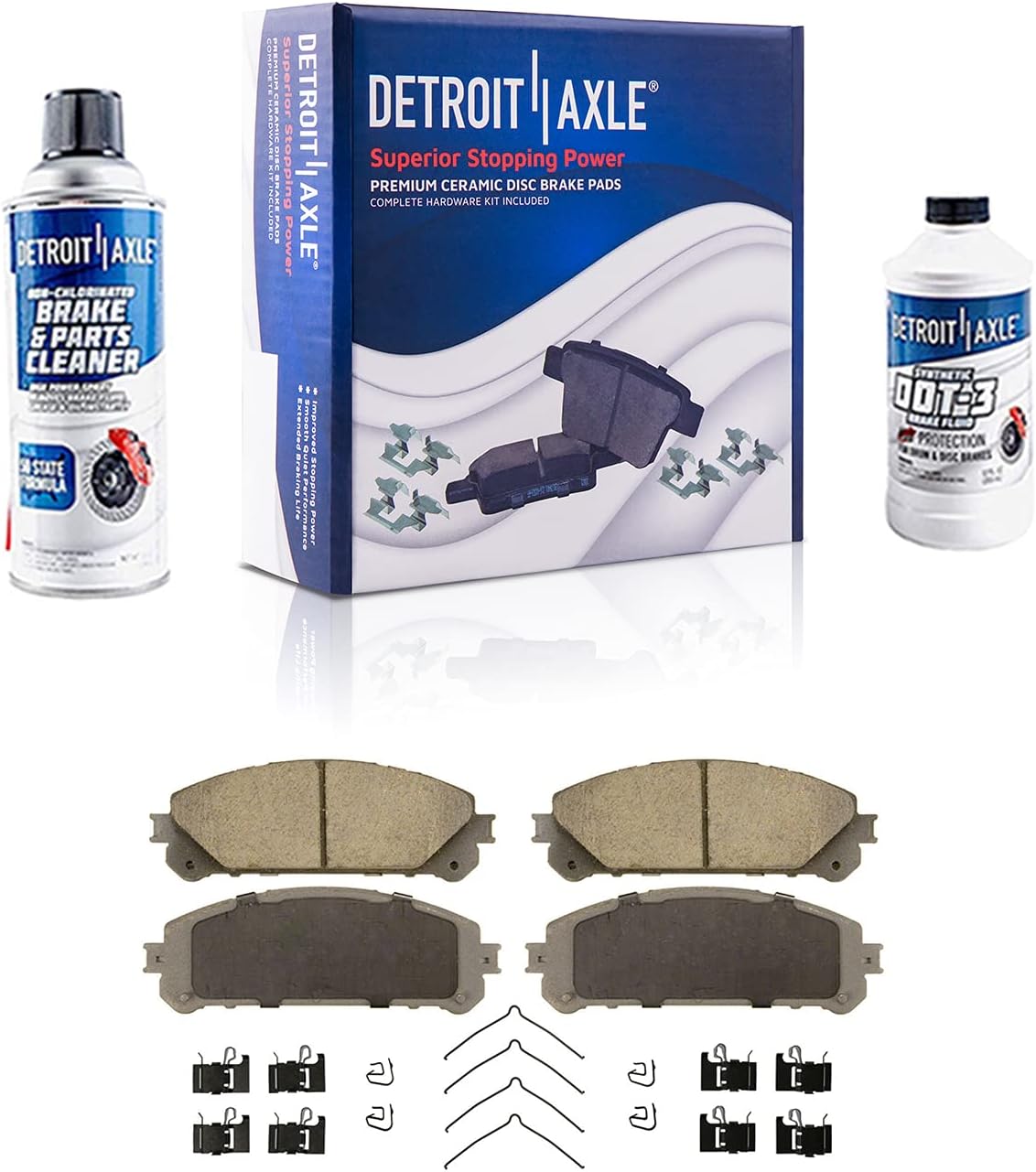 Detroit Axle - Front Brake Kit for Toyota Highlander Lexus NX200t NX300 NX300h RX350 RX450h Disc Brake Rotors Brake Calipers w/Brackets Ceramic Brakes Pads Replacement