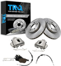 TRQ Front Brake Pad and Rotor Set Ceramic Rotors Calipers Hoses Compatible with 2012-2016 Ford Focus 2013-2018 C-Max