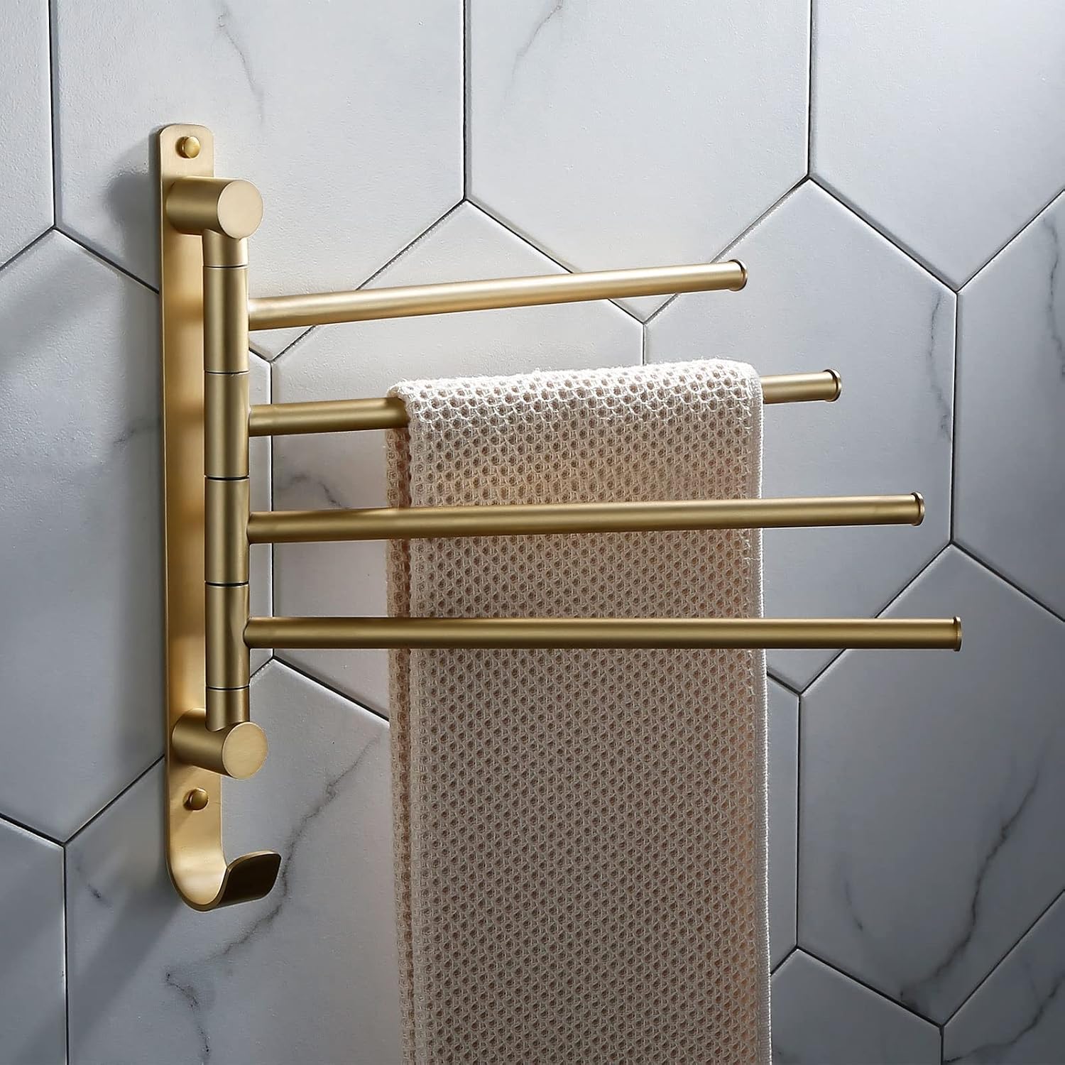 Generic Bathroom Shelves All Copper Brushed Gold Towel Rack Bar Rail, Simple and Light Luxury Bath Towel Rack, Bathroom Bathroom Rack, Hardware Pendant Set (Color : Four Poles)