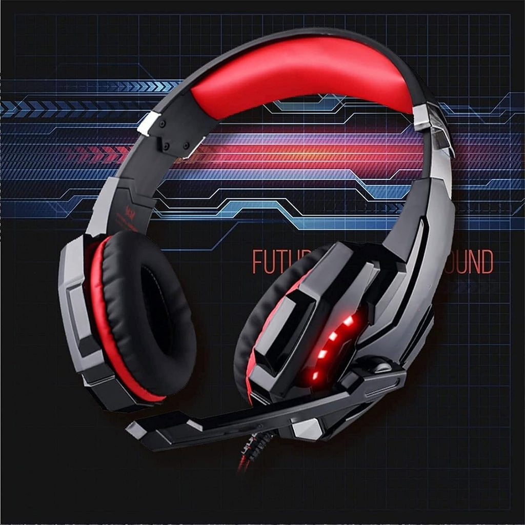 zhanghong LED Lights Wired Gaming Headset, Stereo Surround Sound, Super Soft Over-Ear Pads, One Key Mic Mute, Shock Feeling, Sound Clarity Compatible with 3.5mm Jack (Color : Red)