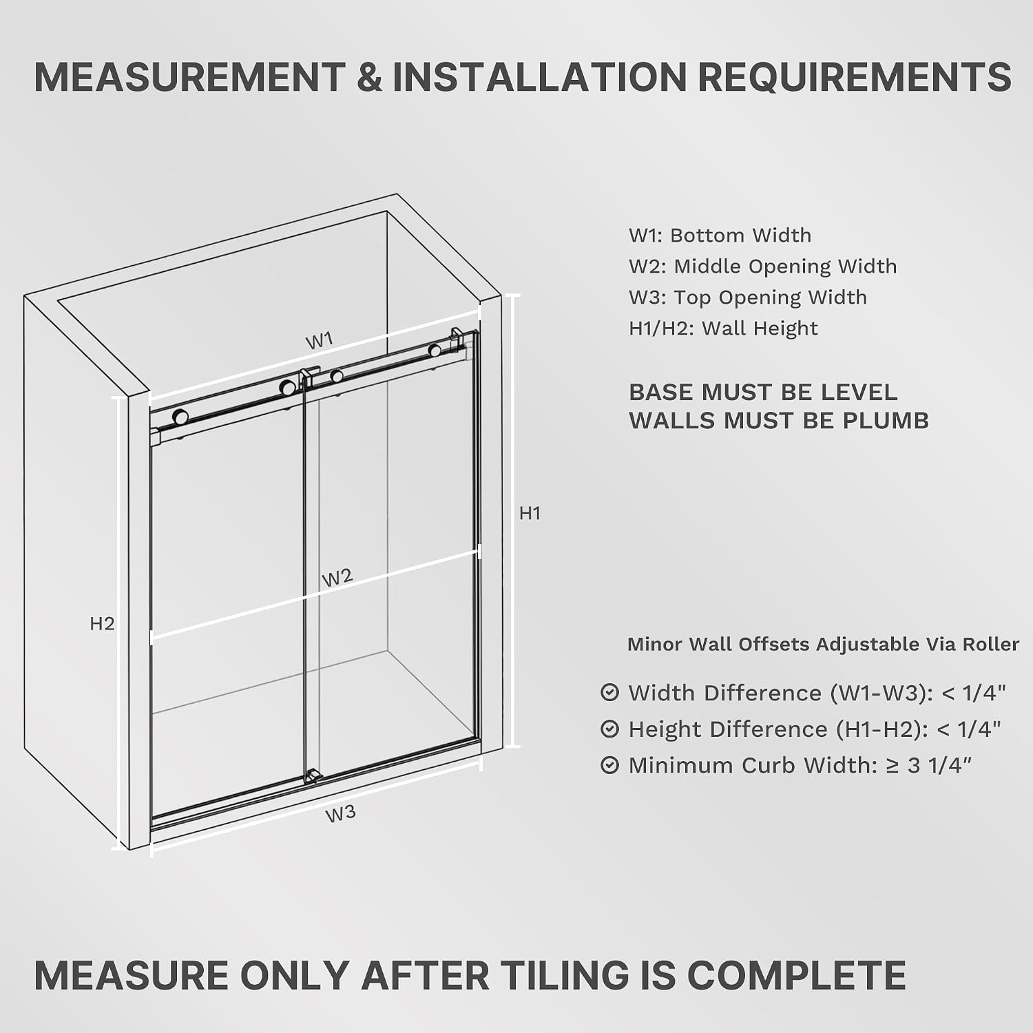 Frameless Double Sliding Shower Door, 56-61' W x 72' H, 3/8' (10mm) SGCC Certified Clear Tempered Glass, Width Adjustable, Square Guide Bar, Double Towel Bars, Stainless Steel Hardware, Gunmetal