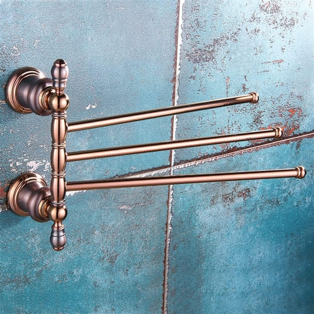 Bathroom Hardware Set Brown Bronze Rose Gold Towel Rack Set Towel Bar Toilet Paper Holder Towel Ring Wall Mounted Bathroom Accessories Kit Wall Mounted,Single Glass(Three Rods)