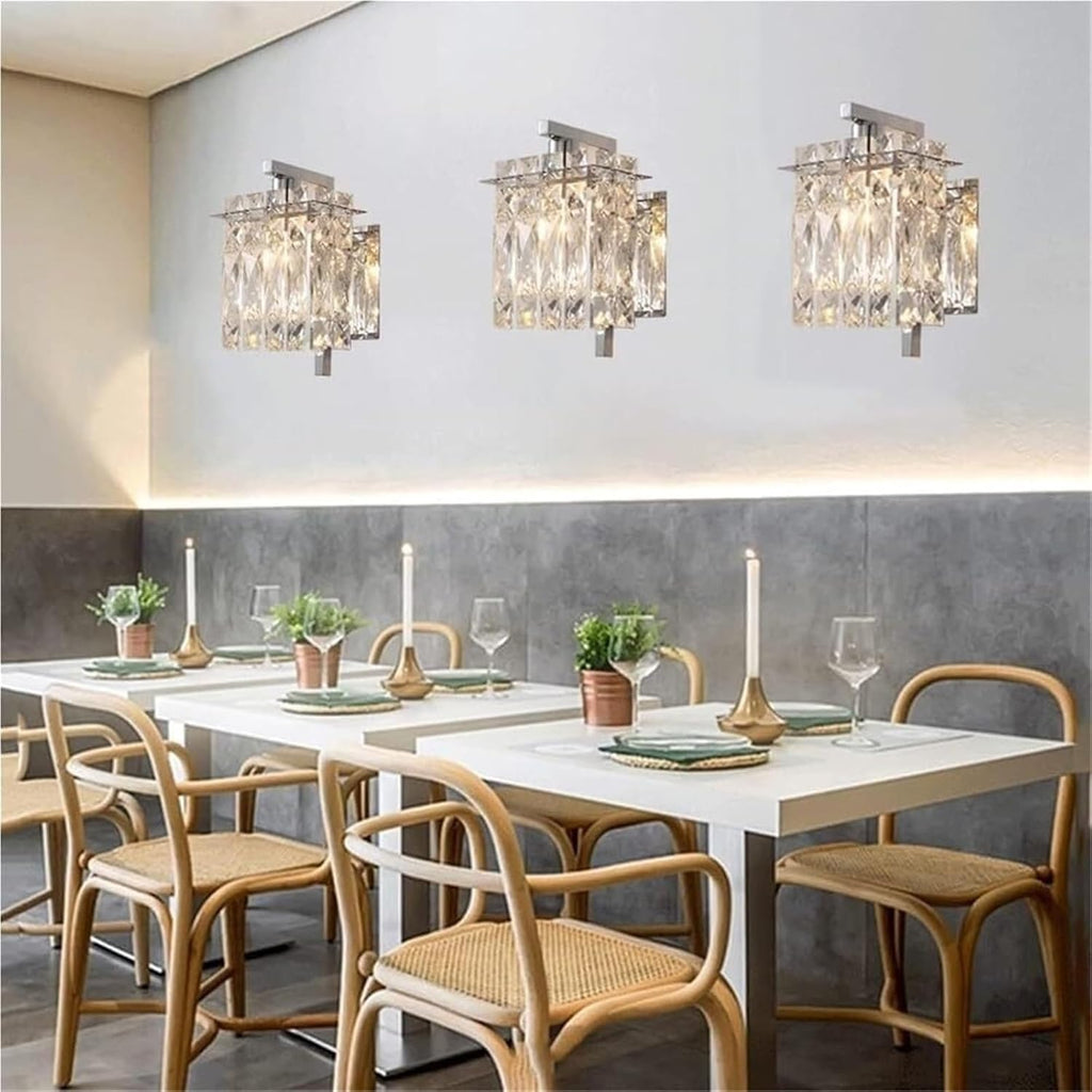Modern Crystal Wall Sconce E14 Base Wall Lamp Crystal Bathroom Wall Mount Light Home Decoration Over Mirror Lamp Bedroom Wall Lamp for Bedside Living Room Hallway(Gold)(Silver)