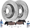 Detroit Axle - Front Brake Kit for 2003-2014 Volvo XC90 Drilled and Slotted Disc Brake Rotors Ceramic Brakes Pads 2004 2005 2006 2007 2008 2009 2010 2011 2012 2013 Replacement : 13.23' inch Rotor