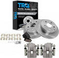 TRQ Rear Brake Pad and Rotor Set Ceramic Solid Rotors Calipers Compatible with 2006-2011 Toyota RAV4