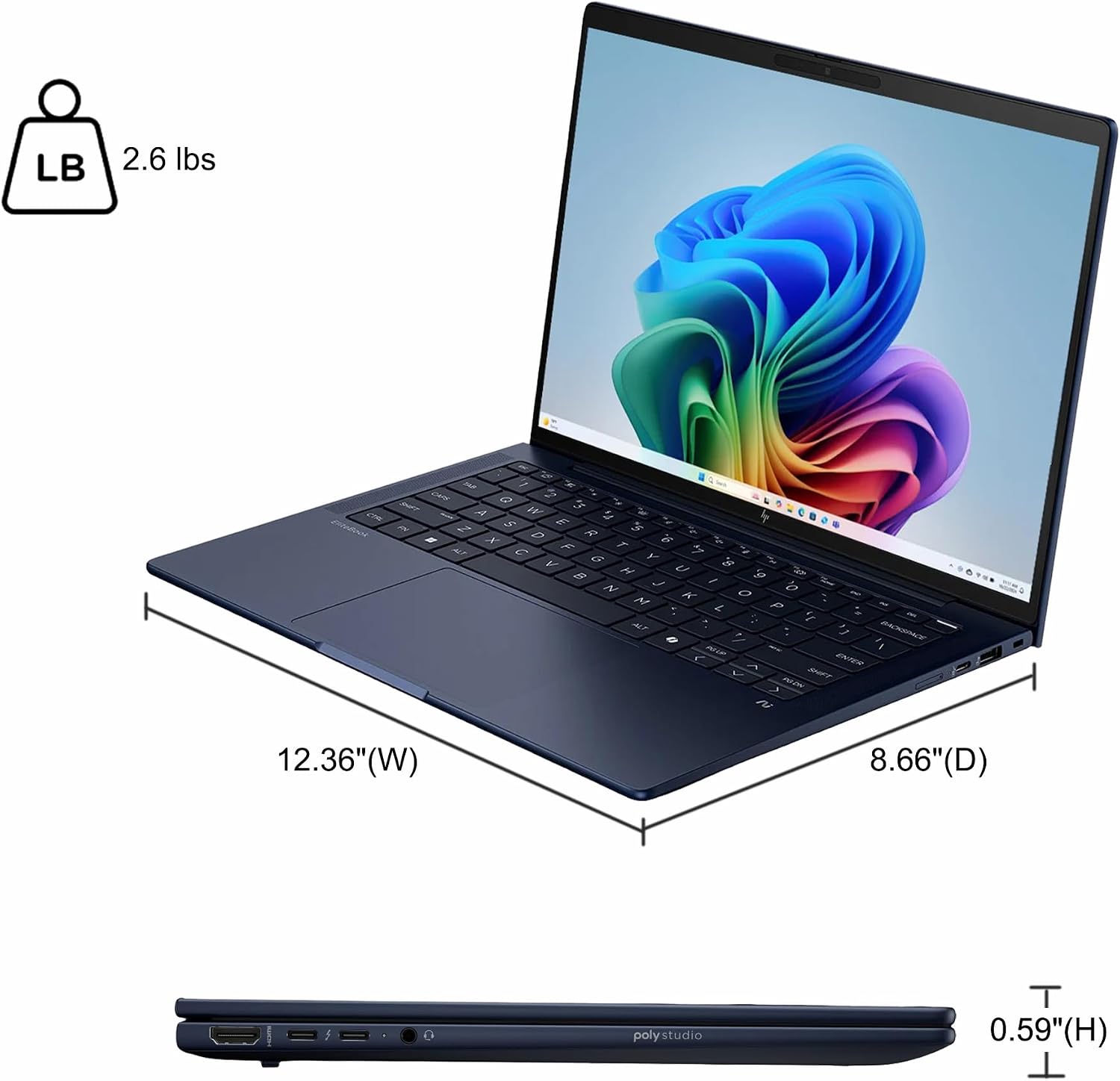 HP EliteBook X G1i Laptop 14' WUXGA Touchscreen (500nits 100% sRGB) Intel 8-core Ultra 7 258V (NPU Up to 47 Tops) 32GB DDR5 1TB SSD for Designer Business Professional Win11 ICP Hub