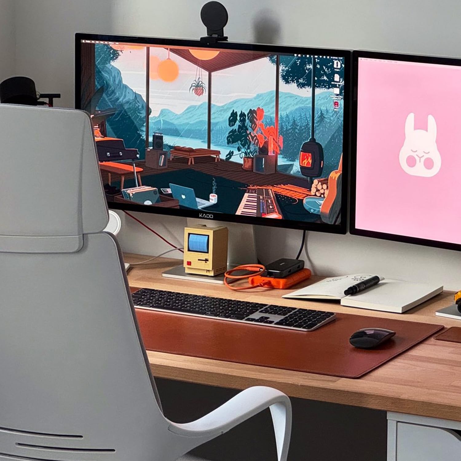 Kado Dual Monitor Setup - 2-Pack 24' 1920x1080 Computer Monitor 75Hz VESA Mount HDMI Office Gaming Hybrid Multitasking Daytrading Built-in Speakers