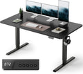 FEZIBO Standing Desk, 55×28 Inches Electric Height Adjustable, Sit Stand Up, Computer Office Desk with Splice Board, Black Frame/Black TOP