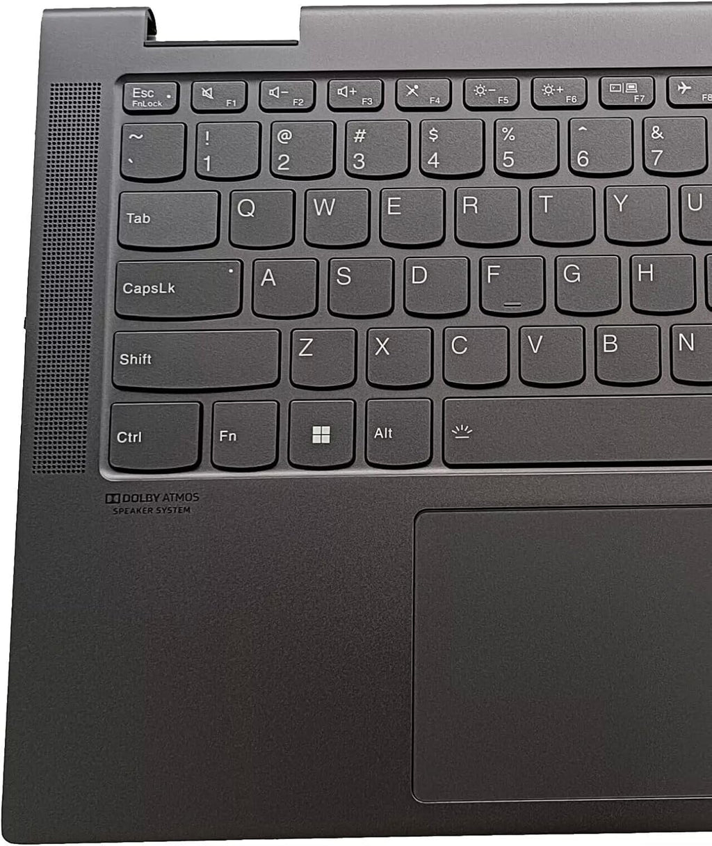 New Replacement for Lenovo Yoga 7-14ITL5 82BH 7 14ITL5 7-14 Laptop Upper Case Palmrest Backlit Keyboard Touchpad Assembly Part 5CB1A16224 AM1RW000100 (Gray)