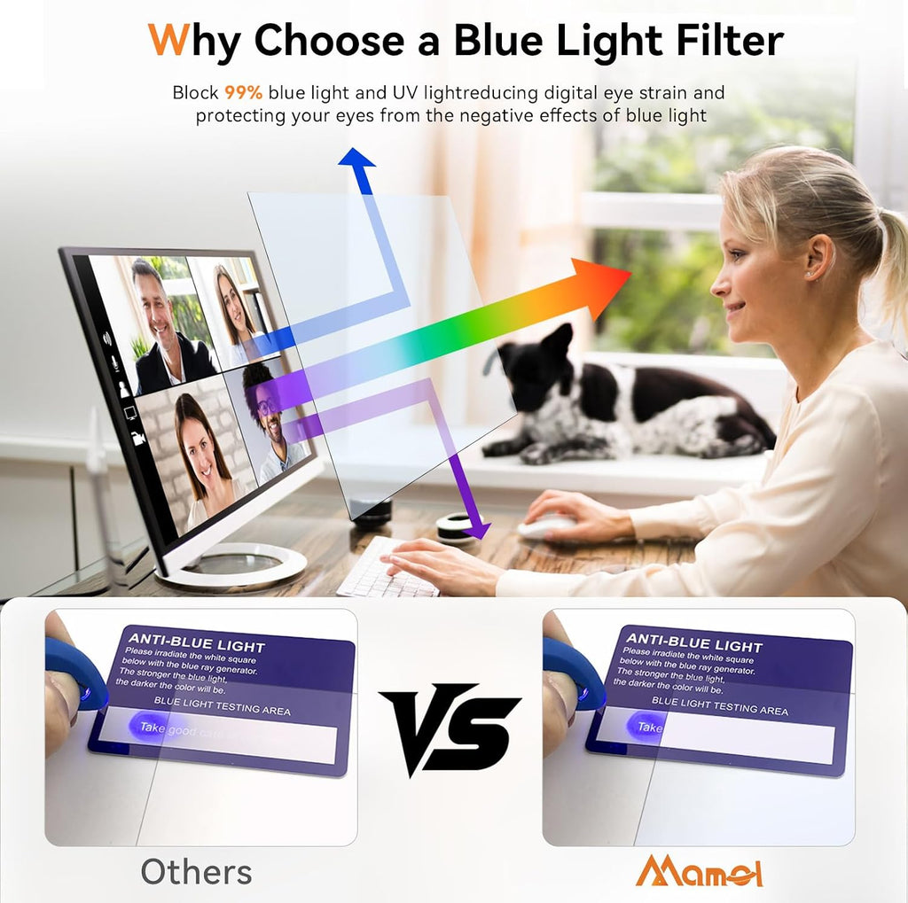 [2-Pack] 32 Inch Computer Blue Light Blocking Screen Protector for 16:9 Widescreen Monitor, Anti Glare Anti-UV Eye Protection Desktop PC LED Monitor Filter, Removable Anti-Scratch Screen Film 32in