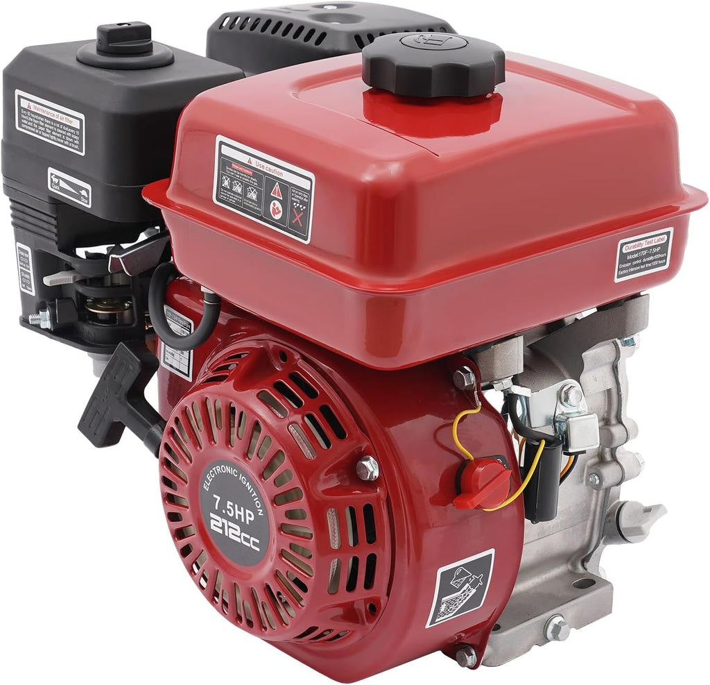 7.5 HP Gas Engine Horizontal Shaft, 212cc 4 Stroke OHV Industrial Grade Replacement 3600rpm Gas Motor, 20mm Shaft Diameter