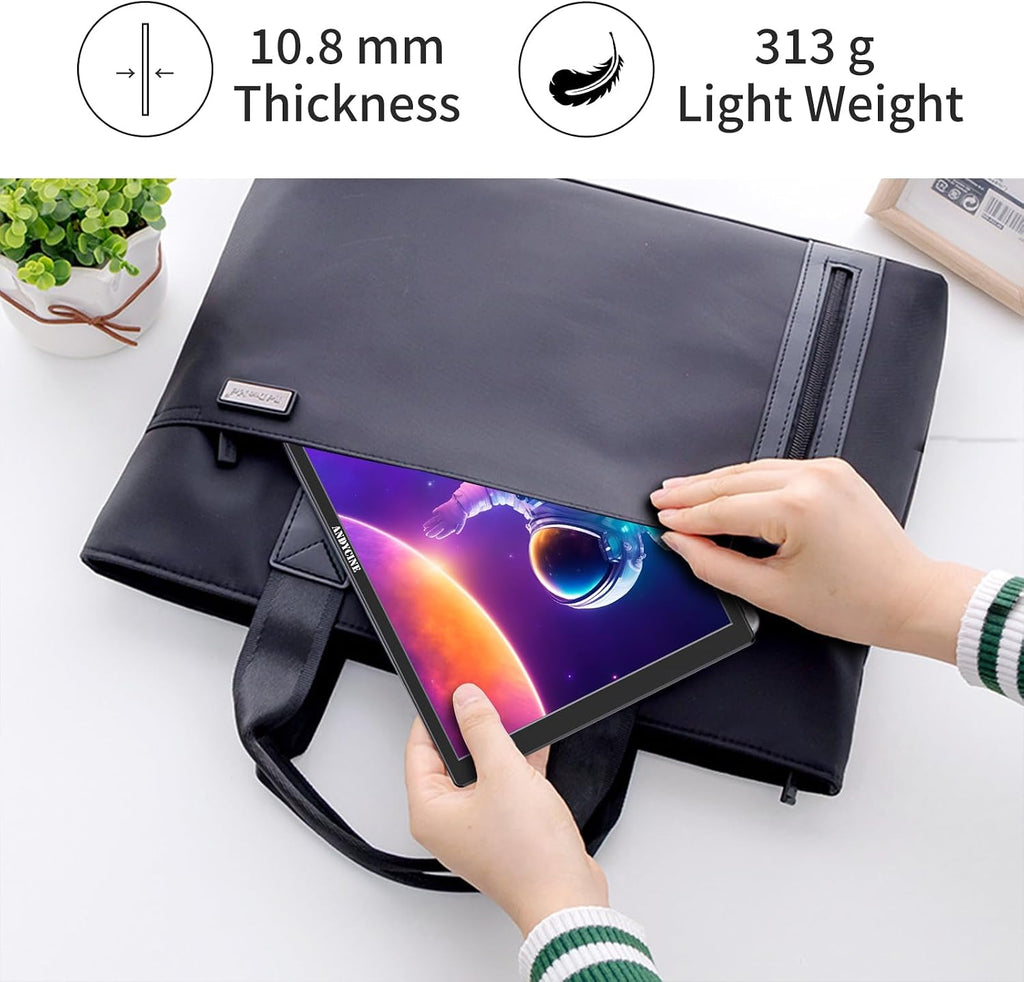 ANDYCINE N10 Portable Monitor, 10.1 Inch Mini Touch 1920x1200 IPS Screen, HDMI USB C in, 350nits 60Hz 1000:1 Contrast Display with Bracket & Speakers for Laptop,PC,PS4/5,Switch,Mac,Xbox