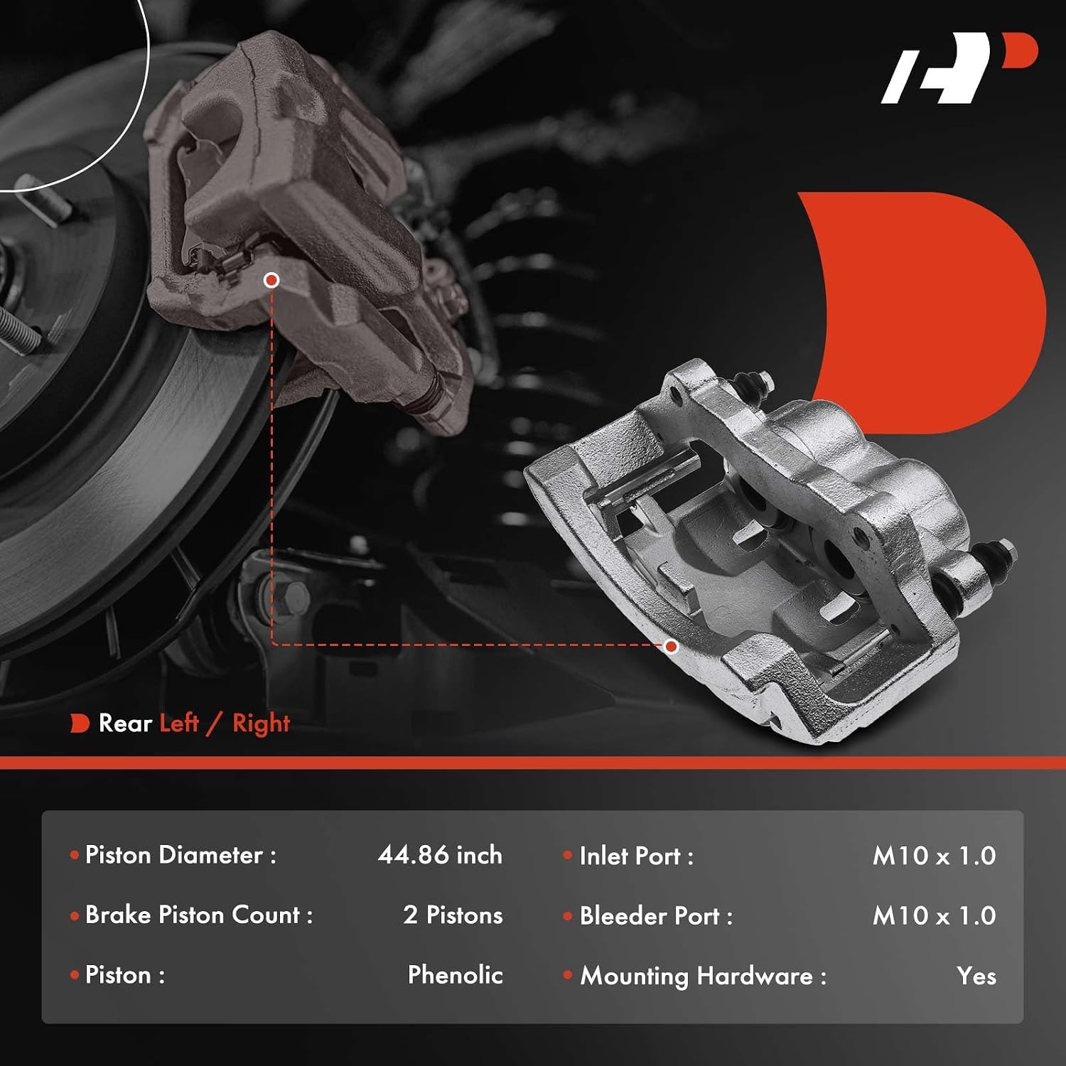 A-Premium Disc Brake Caliper Assembly with Bracket Compatible with Select Dodge Models - Ram 1500 2006-2008, Ram 2500/Ram 3500 2003-2008 - Rear Driver and Passenger, 2-PC Set