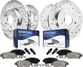 Detroit Axle - Brake Kit for 2001 Nissan Maxima Infiniti I30 Front & Rear Drilled & Slotted Disc Brake Rotors Replacement Ceramic Brakes Pads