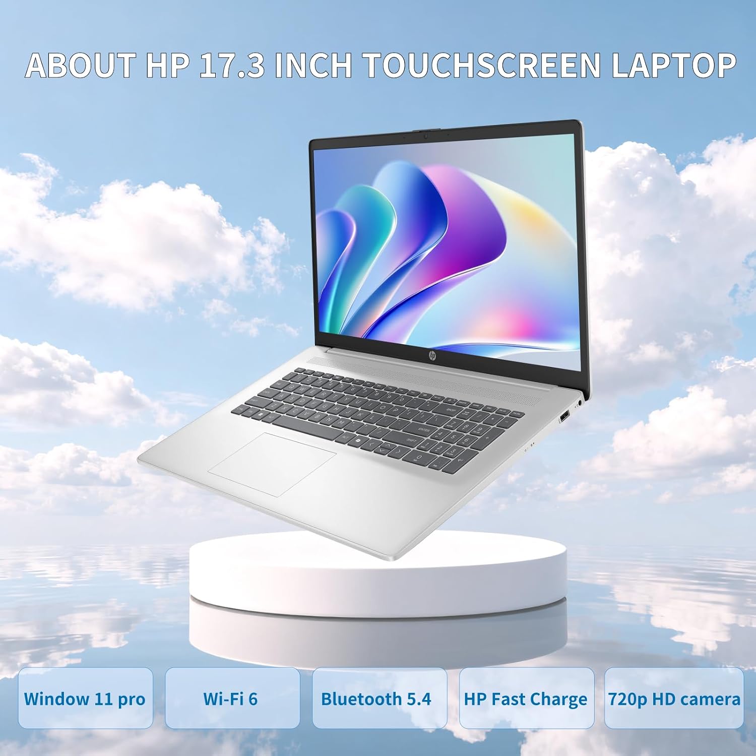 HP 17 inch Touchscreen Laptop Computer - AMD Ryzen 5 7430U(Up to 4.3GHz), 17.3' HD+ AntiGlare Display, 32GB RAM, 1TB SSD, Copilot, HP Fast Charge, HD Camera, Wi-Fi6, Win11 Pro, Patented Redragon Kit