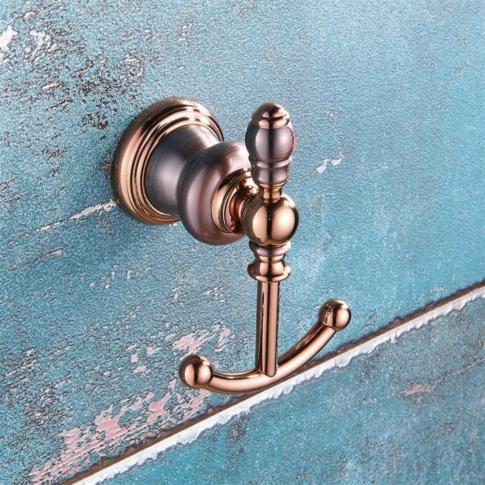 Bathroom Hardware Set Brown Bronze Rose Gold Towel Rack Set Towel Bar Toilet Paper Holder Towel Ring Wall Mounted Bathroom Accessories Kit Wall Mounted,Single Glass(Coat Hook)