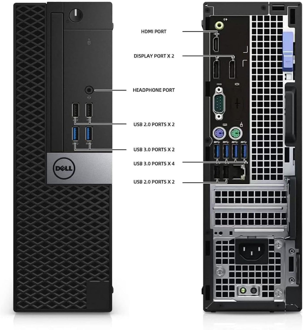 Dell OptiPlex 5050 SFF Desktop Computer PC - Intel Core i5-7500 3.4GHz - 16GB DDR4 RAM - 512GB SSD - New 24' Monitor - Wireless Keyboard & Mouse - WiFi - HDMI - Windows 11 Pro (Renewed)