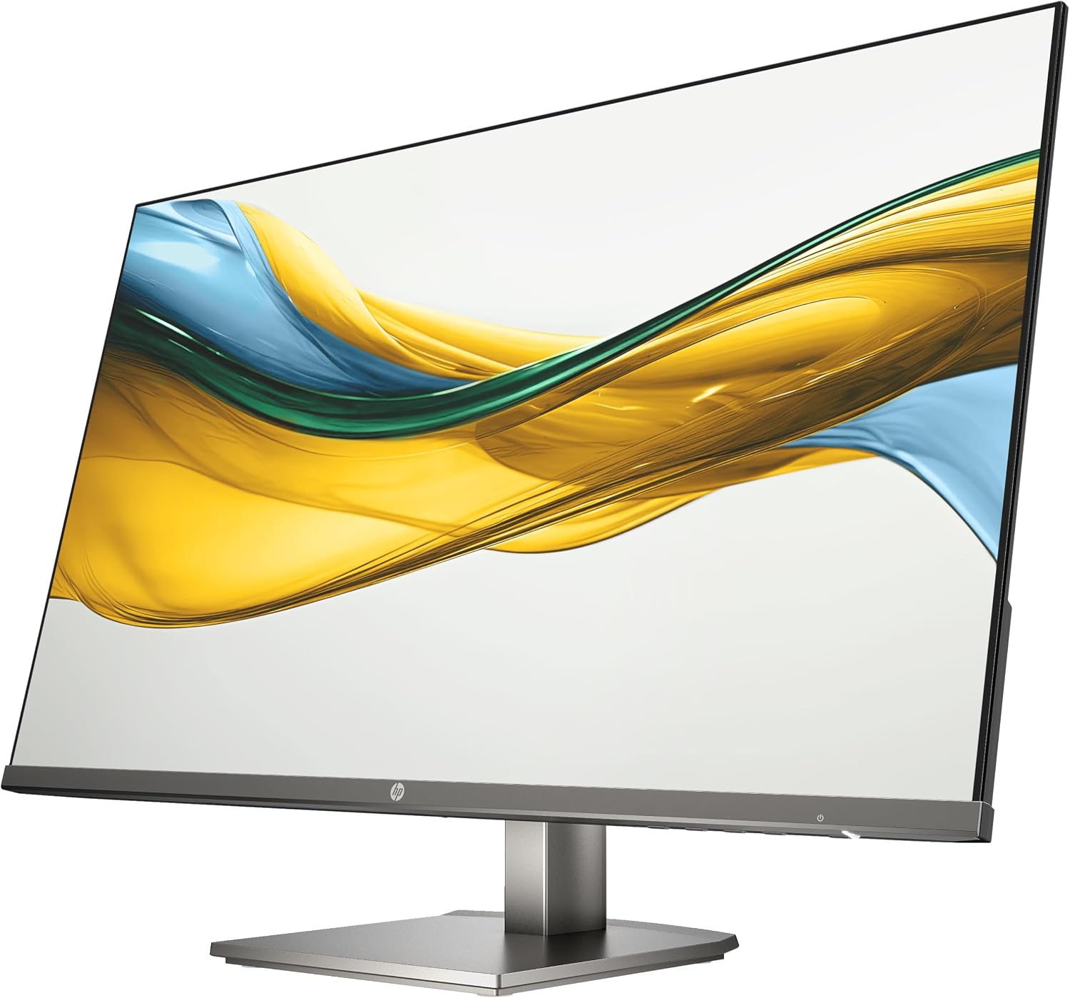 HP Series 5 527da 27' IPS FHD Monitor with 5ms Response Time, Anti-Glare, Flicker Free, 300 nits Brightness, VGA, HDMI & Dockztorm USB Port Expander, Black/Metal Gray Color (B11W6AT#ABA) 2 Pack