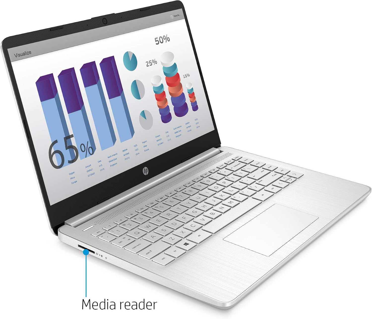 HP 14' HD Laptop, Intel Core i5-1035G1, Intel UHD Graphics, 8GB SDRAM, 256GB SSD, Natural Silver, Windows 10