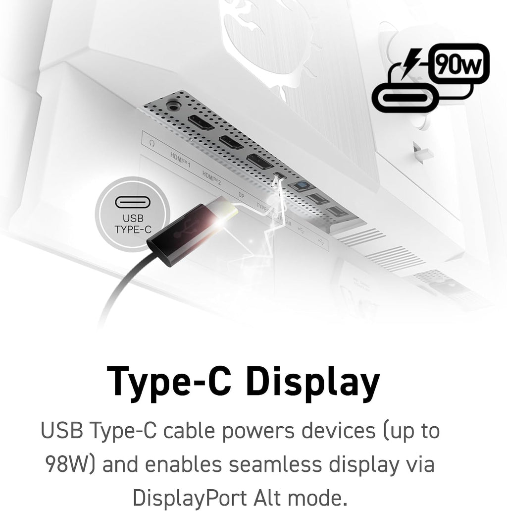 msi MPG 321URXW QD-OLED 31.5 Inch 4K UHD Gaming Monitor - 3840 x 2160 Quantum Dot OLED Panel, 240Hz / 0.03ms, 99% DCI-P3, ΔE≤2, DisplayHDR True Black 400, KVM, RGB - DP 1.4a, HDMI 2.1, USB Type-C 98W