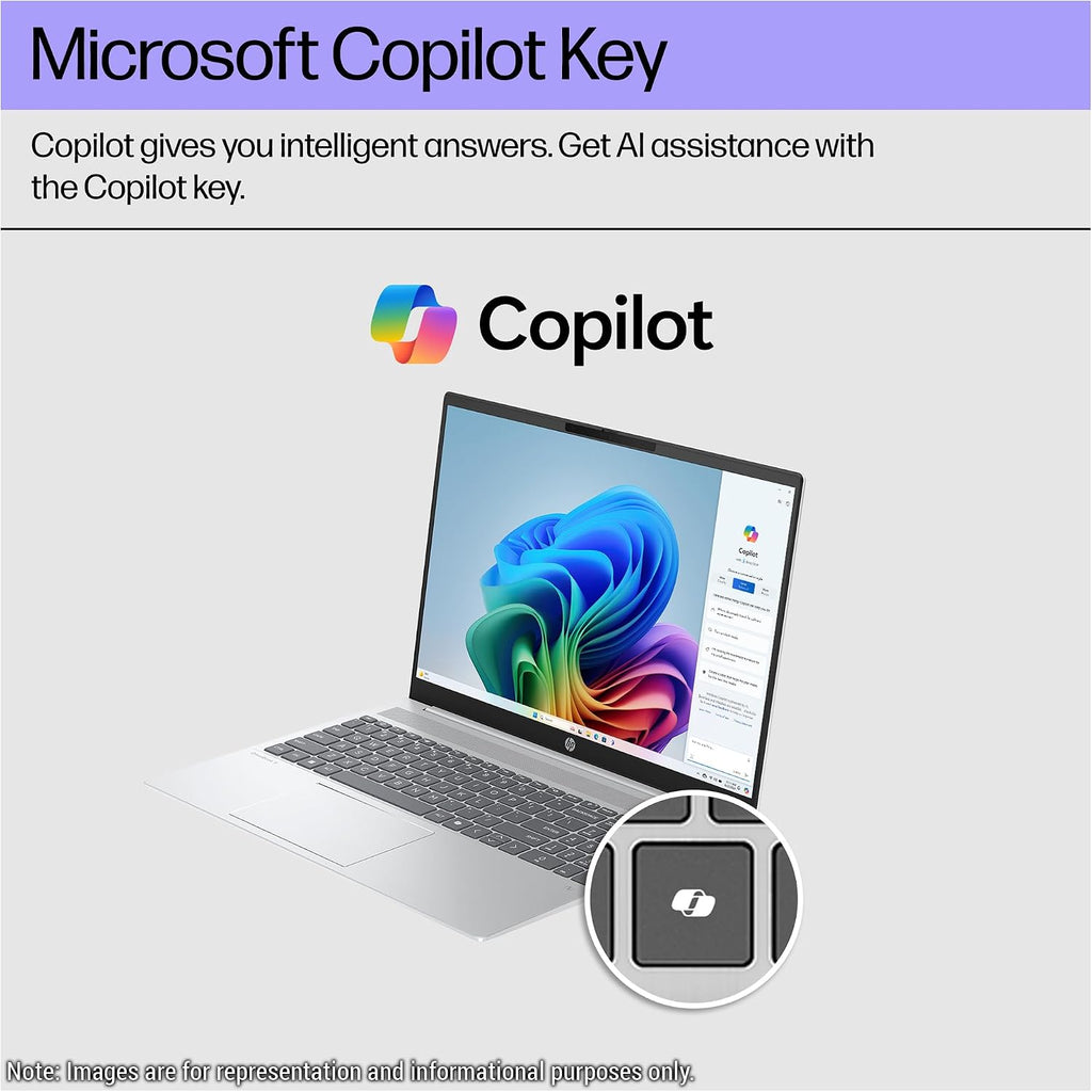 HP OmniBook 5 AI Copilot+ Laptop, AMD Ryzen AI 7 350, 32 GB LPDDR5x RAM, 1 TB PCIe SSD, 16' 2K (1920x1200) Touchscreen Display, AMD Radeon 860M, Backlit Numeric Keyboard, W11 Home, Silver