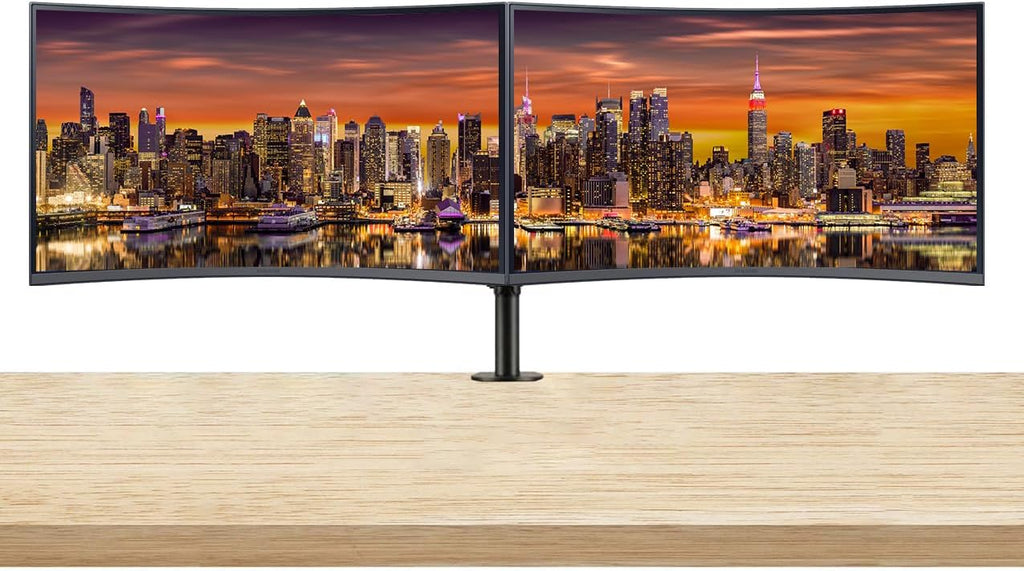 Samsung S39C 27-inch 1080P FHD Curved IPS LCD Monitor, 2-Pack Bundle with FreeSync, HDMI, DisplayPort, Speaker, Desk Mount Dual Monitor Stand (S27C394EAN), black