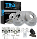 TRQ Rear Brake Pad and Rotor Set Ceramic Solid Rotors Calipers Compatible with 2006-2008 Hyundai Sonata 2005-2009 Tucson 2006-2010 Kia Optima 2005-2010 Sportage