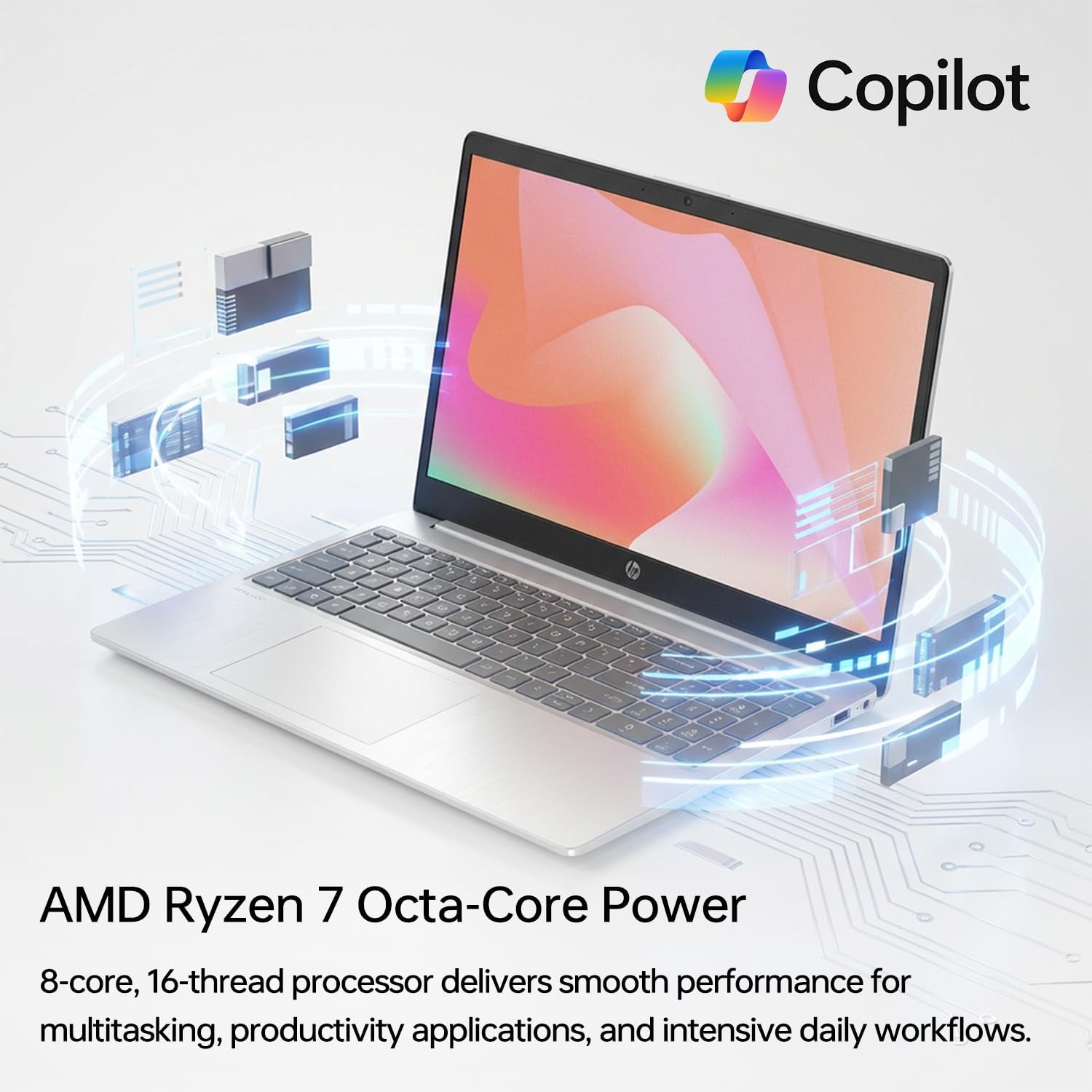 HP 2023 17 Laptop, 17.3' FHD Display (1920 x 1080), AMD Ryzen 7 7730U Processor (Beats i7-1260P), 64GB RAM, 2TB PCIe SSD, Backlit Keyboard, Wi-Fi 6, Webcam, HDMI, Windows 11 Home, Silver