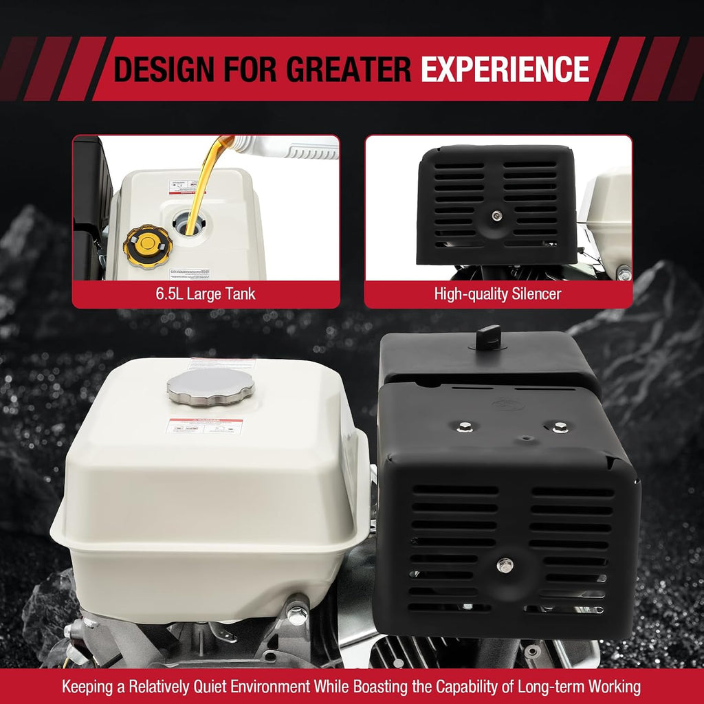 15HP 4 Stroke Air Cooled Gas Engine, 420CC Gasoline Motor Engine Recoil Start Go Kart Log Splitter Lifan Type Engine OHV Pull Start Garden Tool Gas Motor for Go Kart Lawn Mower