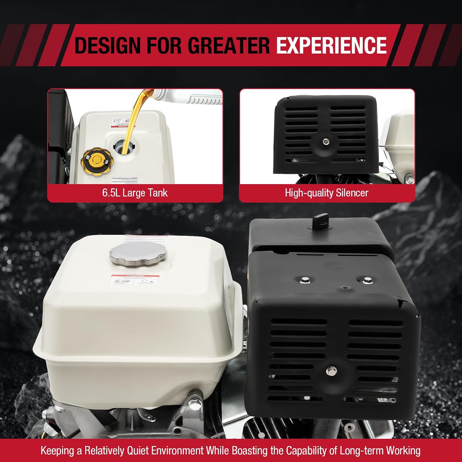 15HP 4 Stroke Air Cooled Gas Engine, 420CC Gasoline Motor Engine Recoil Start Go Kart Log Splitter Lifan Type Engine OHV Pull Start Garden Tool Gas Motor for Go Kart Lawn Mower