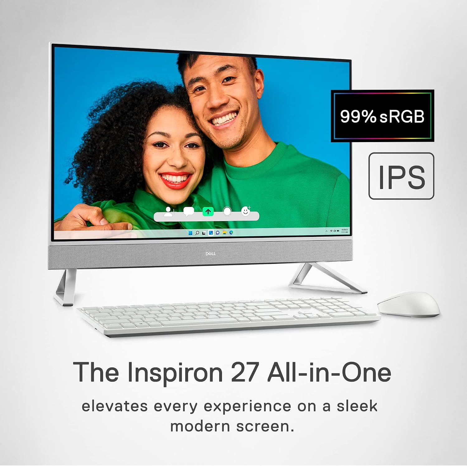Dell Inspiron 27 7720 All in One Desktop - 27-inch FHD Display, Intel Core i5-1335U Processor, 16GB DDR4 RAM, 512GB SSD, Intel Iris XE Graphics, Windows 11 Pro, Premium Support & Dell Migrate - White