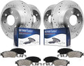 Detroit Axle - 4.2L Brake Kit for Chevrolet Trailblazer GMC Envoy Buick Rainier Drilled & Slotted Rotors Ceramic Brakes Pads Replacement : 11.89'' Front Rotor and 12.8'' Rear