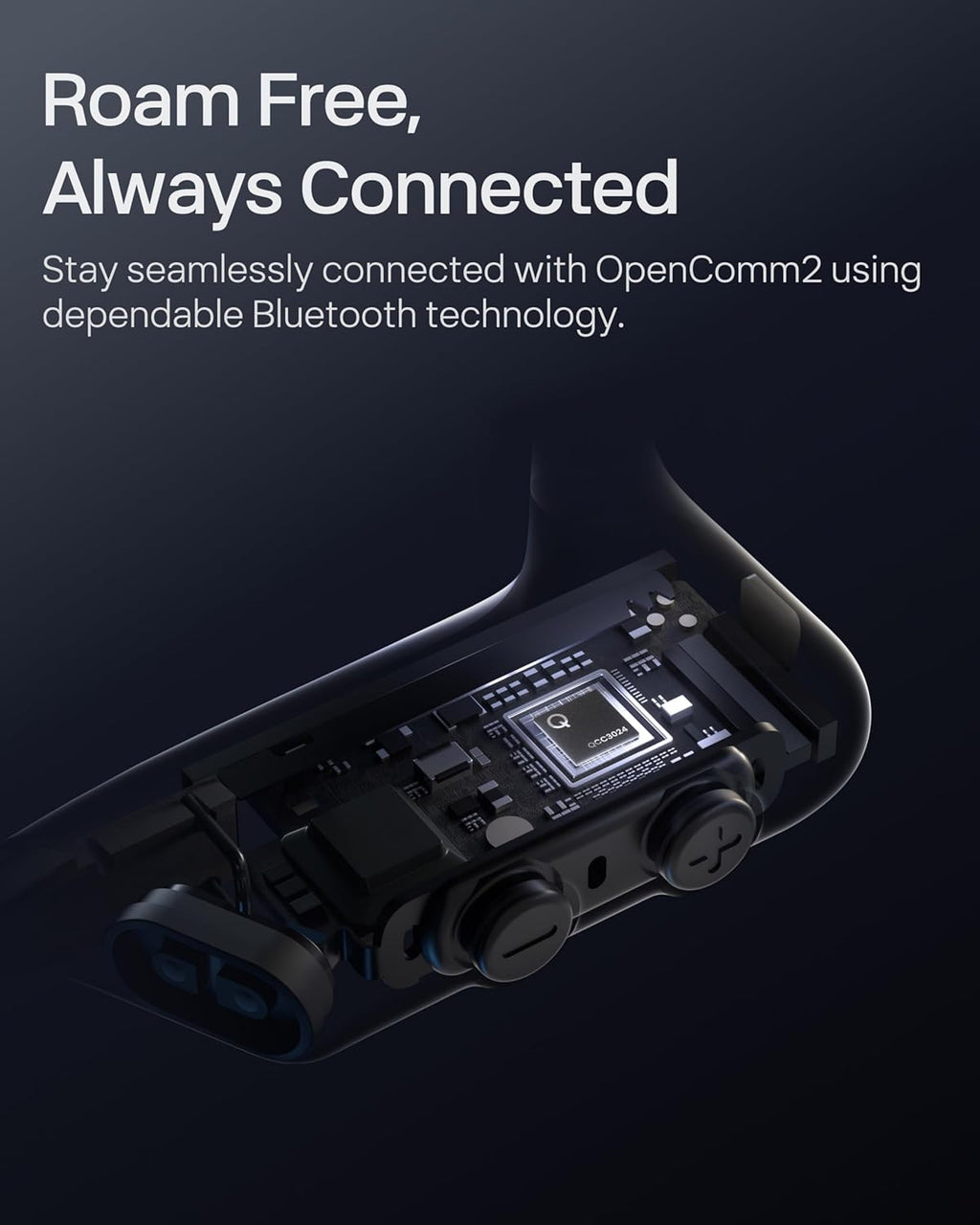 OpenComm2 2025 Upgrade - Open-Ear Bone Conduction Headphones, Wireless Bluetooth Headset with Noise Canceling Mic & Mute Button for Work Calls and Meetings, 16 Hour Talk Time for Mobile & PC - C120