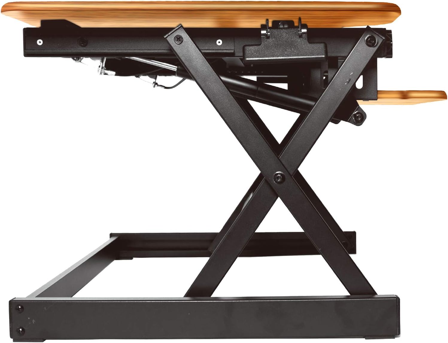Rocelco 40' Large Height Adjustable Standing Desk Converter - Quick Sit Stand Up Dual Monitor Riser - Gas Spring Assist Computer Workstation - Retractable Keyboard Tray - Teak Wood Grain (R DADRT-40)