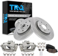 TRQ Rear Brake Pad and Rotor Set Ceramic Rotors Calipers Compatible with 2012-2016 Chrysler Town and Country 2012-2018 Dodge Grand Caravan 2013-2015 Ram Cargo Van