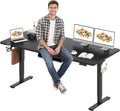 SANODESK Electric Standing Desk 79 x 32 Inches, Height Adjustable Sit Stand with Large Splice Board Desktop for Home Office, Computer Workstations，Memory Ergonomic Computer Desk, Black Frame/Black Top