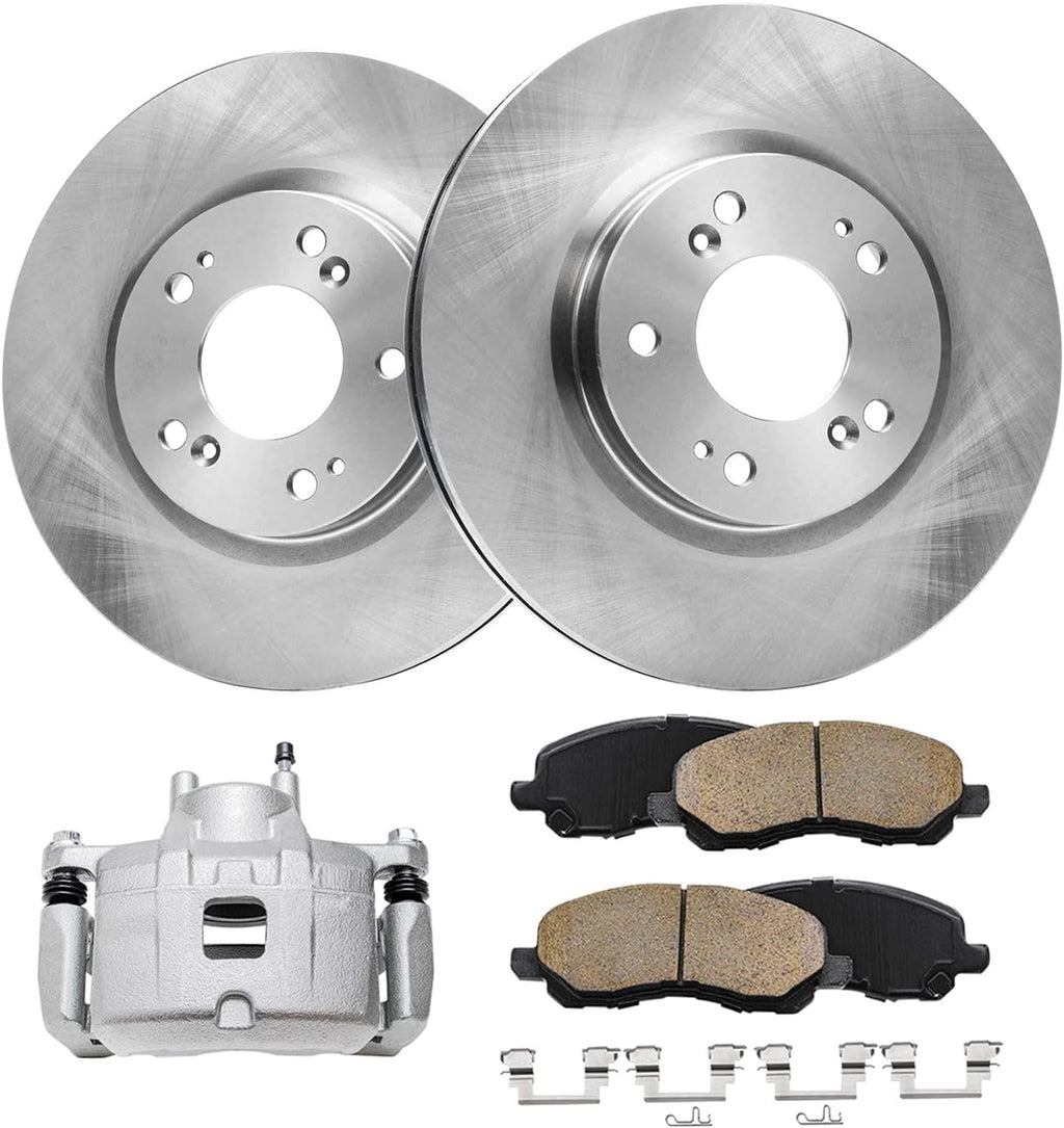 Detroit Axle - Front Disc Rotors Brake Pads Left Caliper Replacement for Chrysler 200 Sebring Dodge Avenger Caliber Jeep Patriot Compass - 5pc Set
