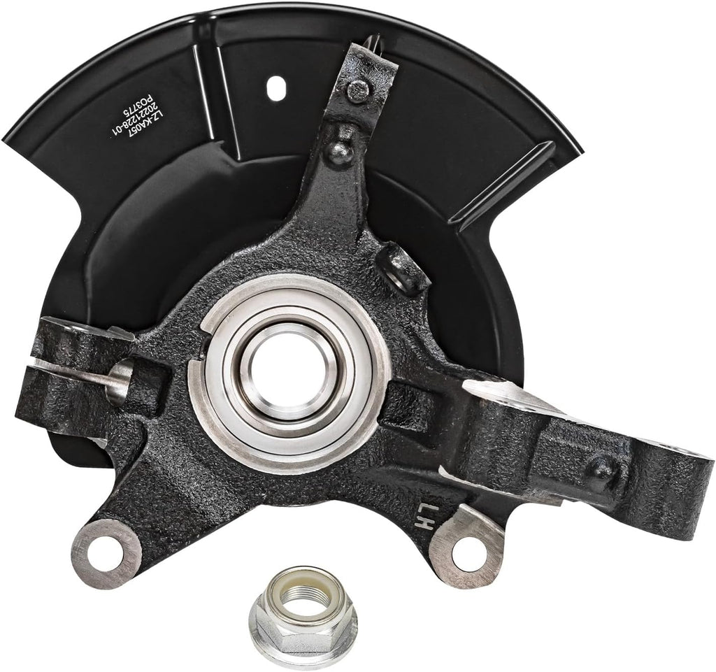 Detroit Axle - Front Steering Knuckles w/Wheel Hubs Assembly Drilled Slotted Brake Rotors Ceramic Pads Replacement for 2011-2014 Ford Edge - 6pc Set