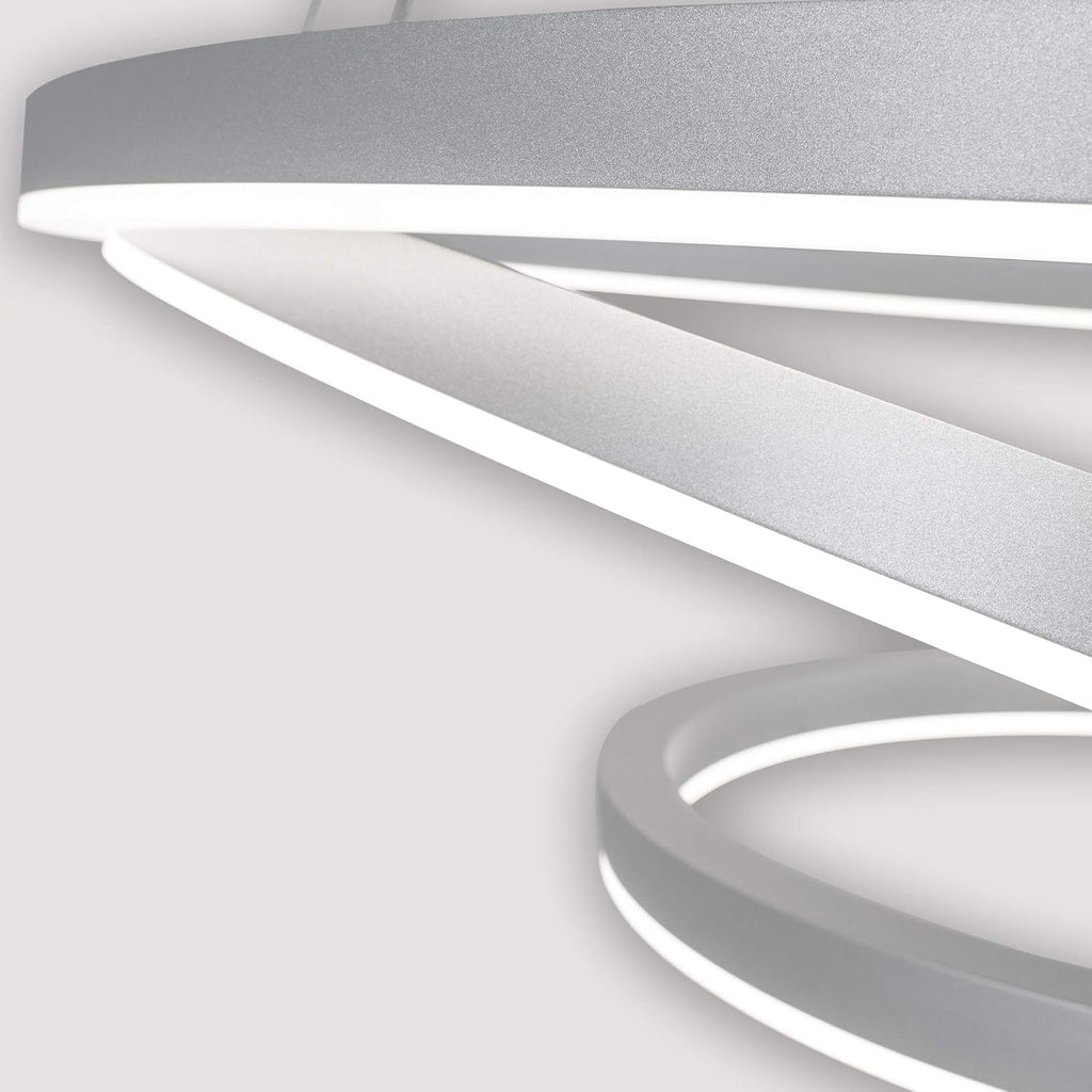 VONN VMC32500AL Tania Trio 32', Adjustable Hanging, Modern Circular Chandelier Lighting in Silver Integrated LED, 31.50' L x 31.50' W x 120' (16.5') H,