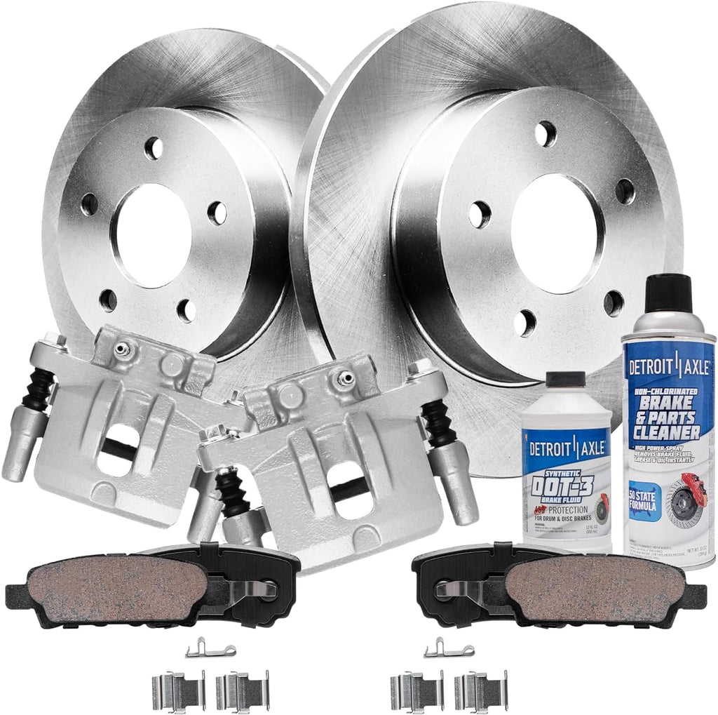 Detroit Axle - 10.31 inch (262mm) Rear Disc Rotors Brake Pads Calipers Replacement for 200 Sebring Compass Patriot Avenger Caliber