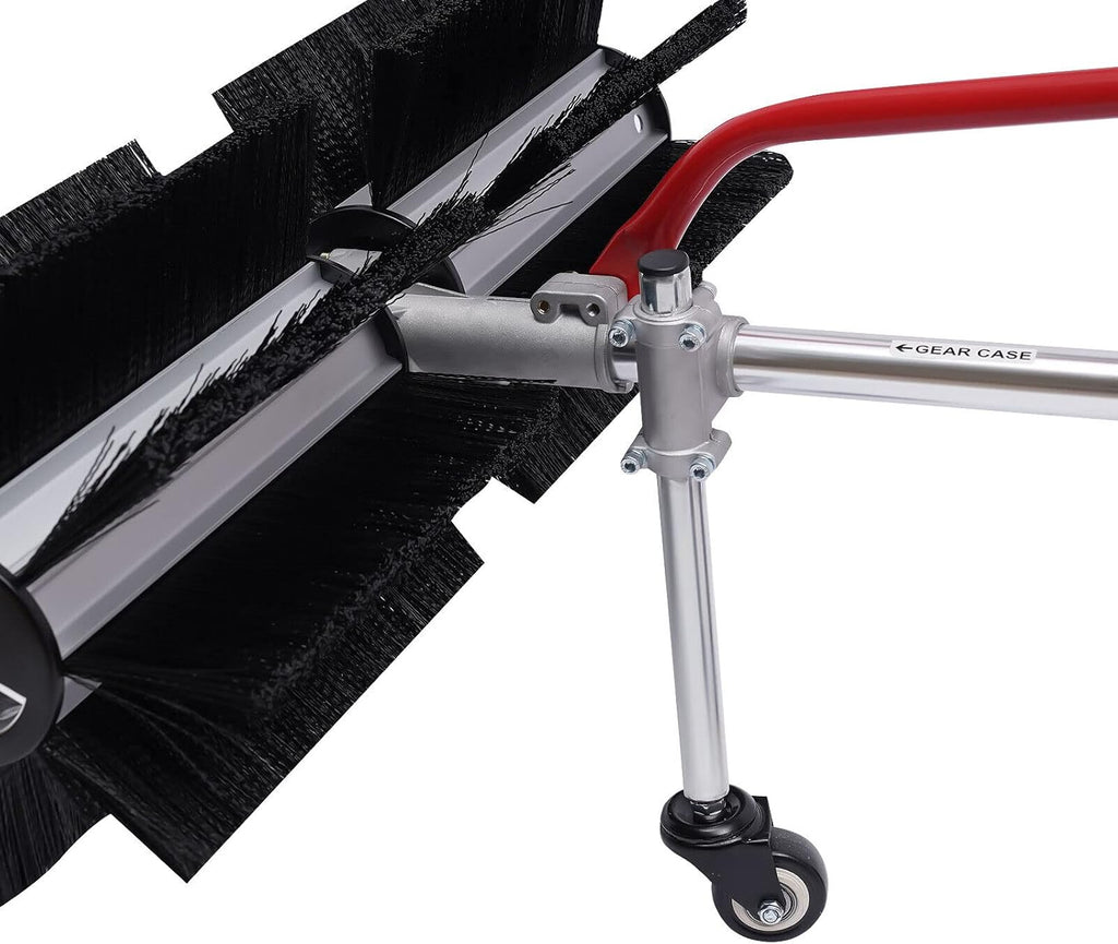 Gas Powered Broom Sweeper 1.7HP 43CC 2 Stroke Air-Cooled Walk Behind Snow Sweeper Broom 23.6In Nylon Brush Handheld Turf Lawn Sweeper Cleaning Machine for Lawn, Sidewalk, Driveway