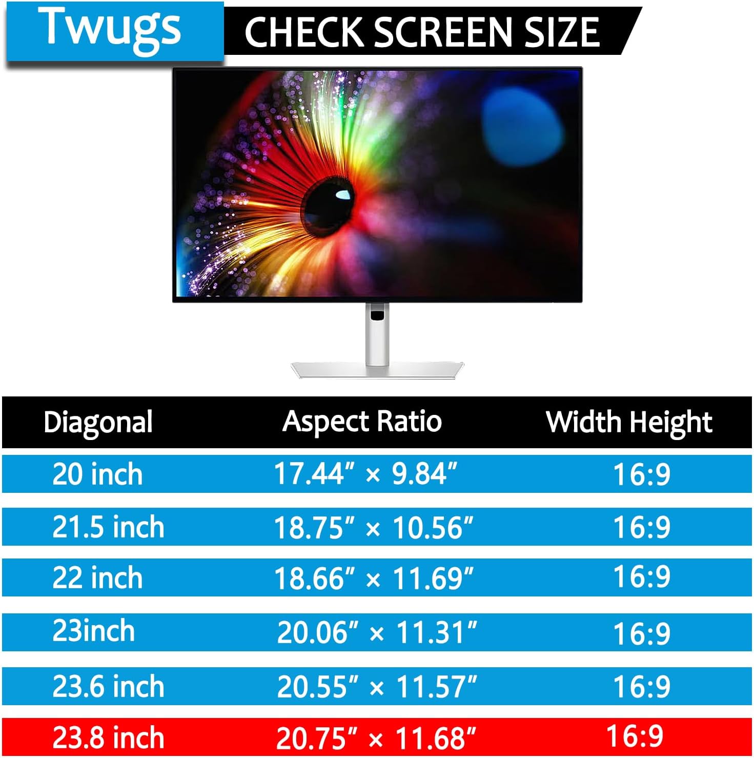 [5 Pack] 23.8 Inch Computer Privacy Screen for 16:9 Aspect Ratio Widescreen Monitor, Eye Protection Anti Glare Blue Light Filter Shield, Removable Anti-Scratch Anti Spy Protector