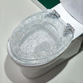 Transparent Toilet Seat Slow Close, Cushioned Acrylic Toilet Seat Set, Heavy Duty Resin Toilet Bowl Lid, Decorative Gold Silver Foil Toilet Cover(Silver)