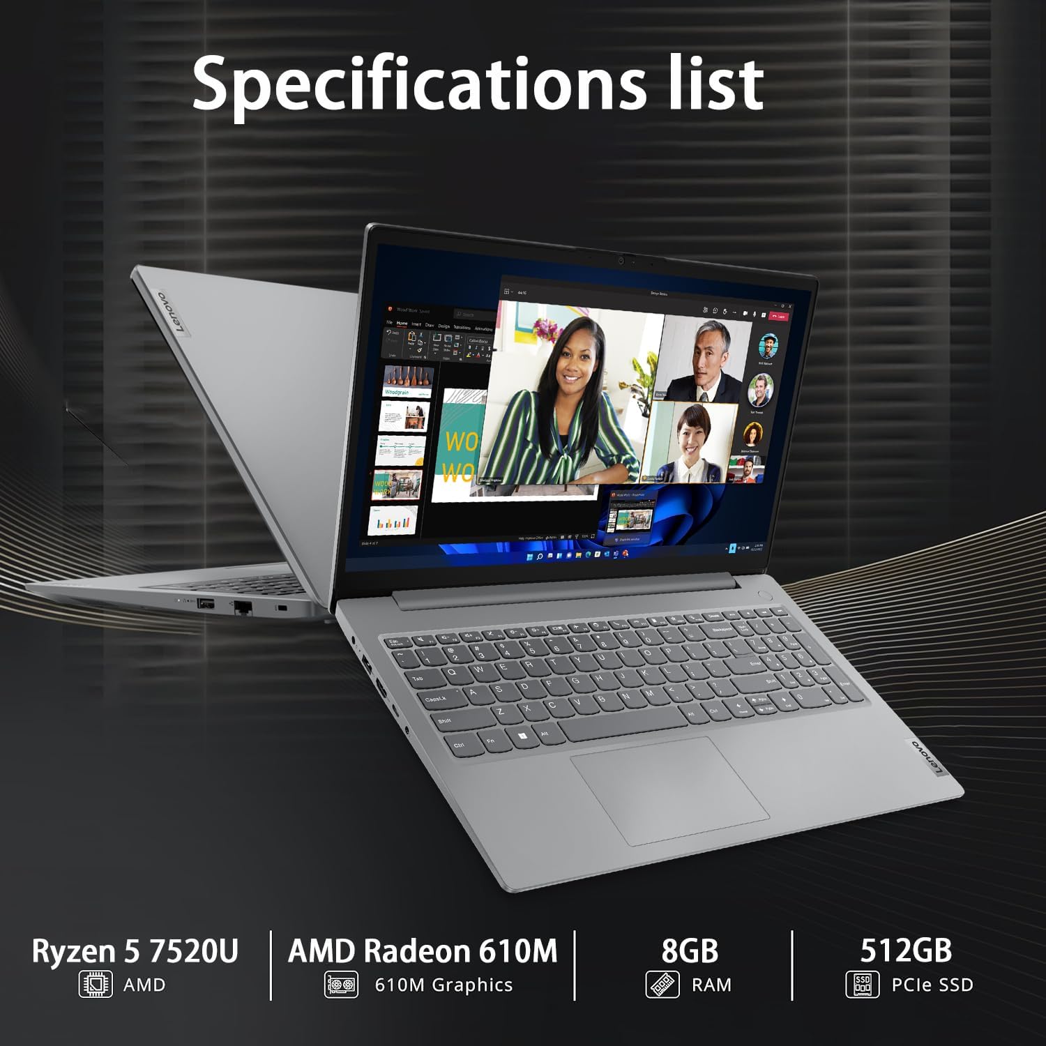 Lenovo Laptop Computer for Home, Student, Business (15.6' FHD, AMD Ryzen 5 7520U (> Intel i5-1235U), 8GB RAM, 512GB SSD), Numeric Keypad, Webcam w/Shutter, Ethernet, Wi-Fi 6, Win 11 Pro w/AI Copilot