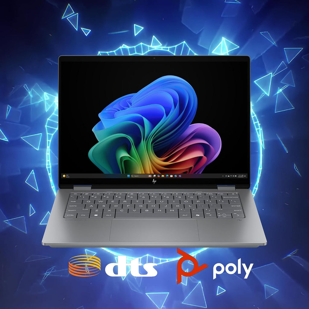 HP OmniBook X Flip 2-in-1 AI PC Laptop | 14' WUXGA Touch 400nits | AMD 6-core Ryzen AI 5 340 (Up to 50 Tops) | 16GB DDR5 2TB SSD | Backlit Wi-Fi6E 5MP IR Camera Poly Win11 w/DLCA Accessory