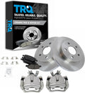 TRQ Rear Brake Pad and Rotor Set Ceramic Rotors Calipers Compatible with 2005-2007 Chevrolet Cobalt 2004-2012 Malibu 2005-2010 Pontiac G6 2007-2009 Saturn Aura
