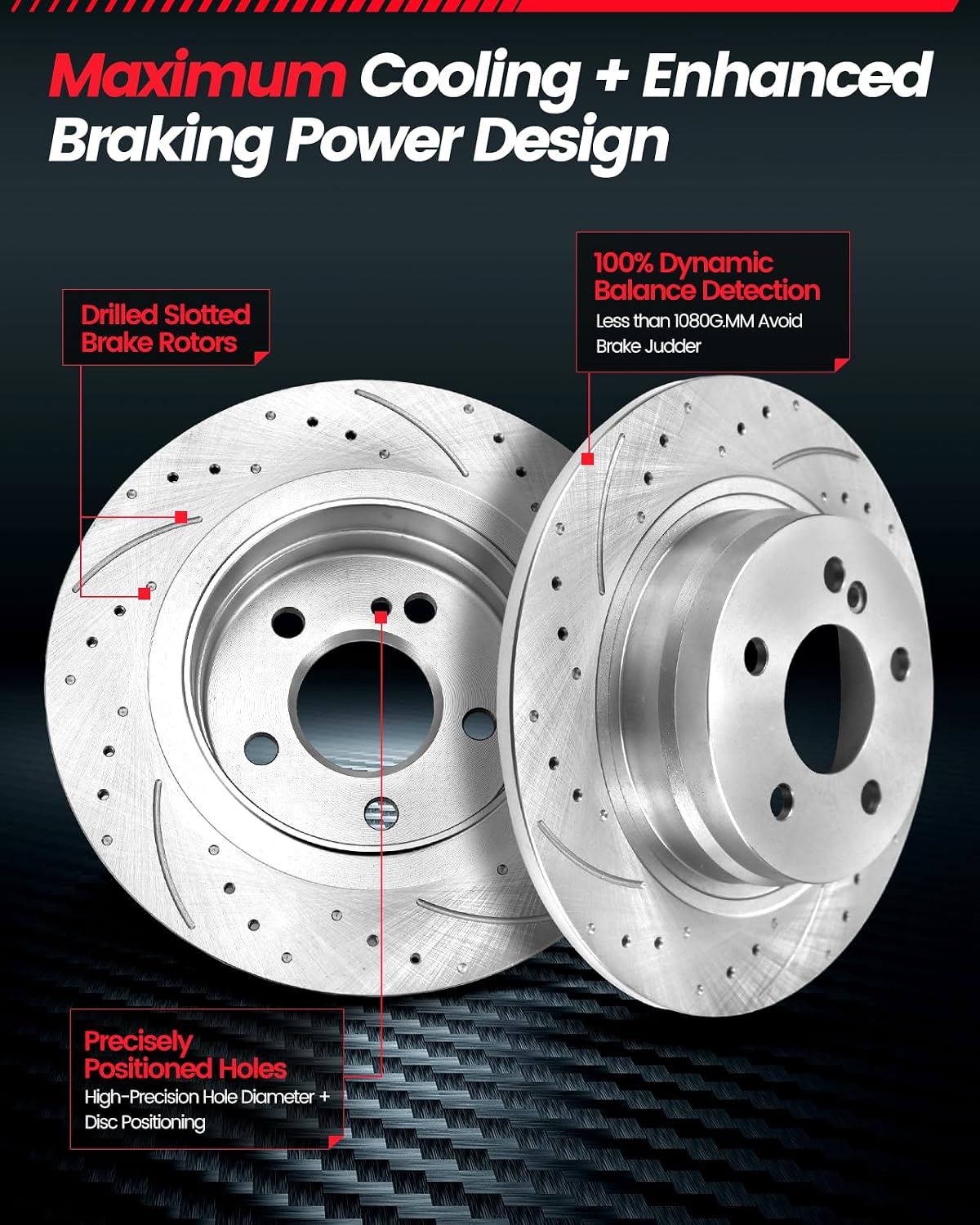 Brake Pads And Rotors Kit Compatible With 2012-2020 Dodge Grand Caravan, Dodge Journey, Rear Automotive Replacement Brake Kits 53069 D1596-8811 Drilled And Slotted Rotors 328mm(12.9in)